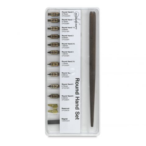 Zestaw stalówek Manuscript Round Hand Set 10szt + magnes + obsadka